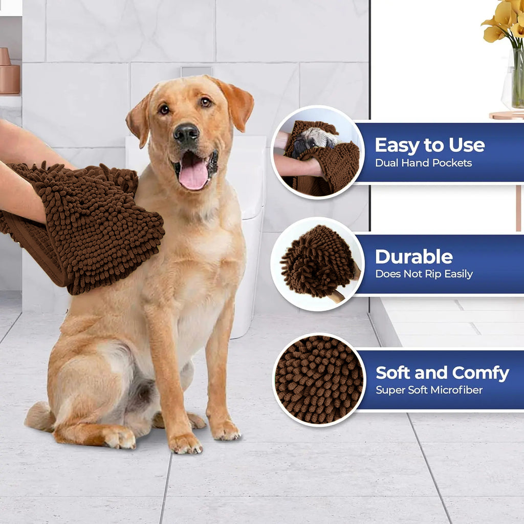 Quick-Drying Dog Towel with Hand Pockets