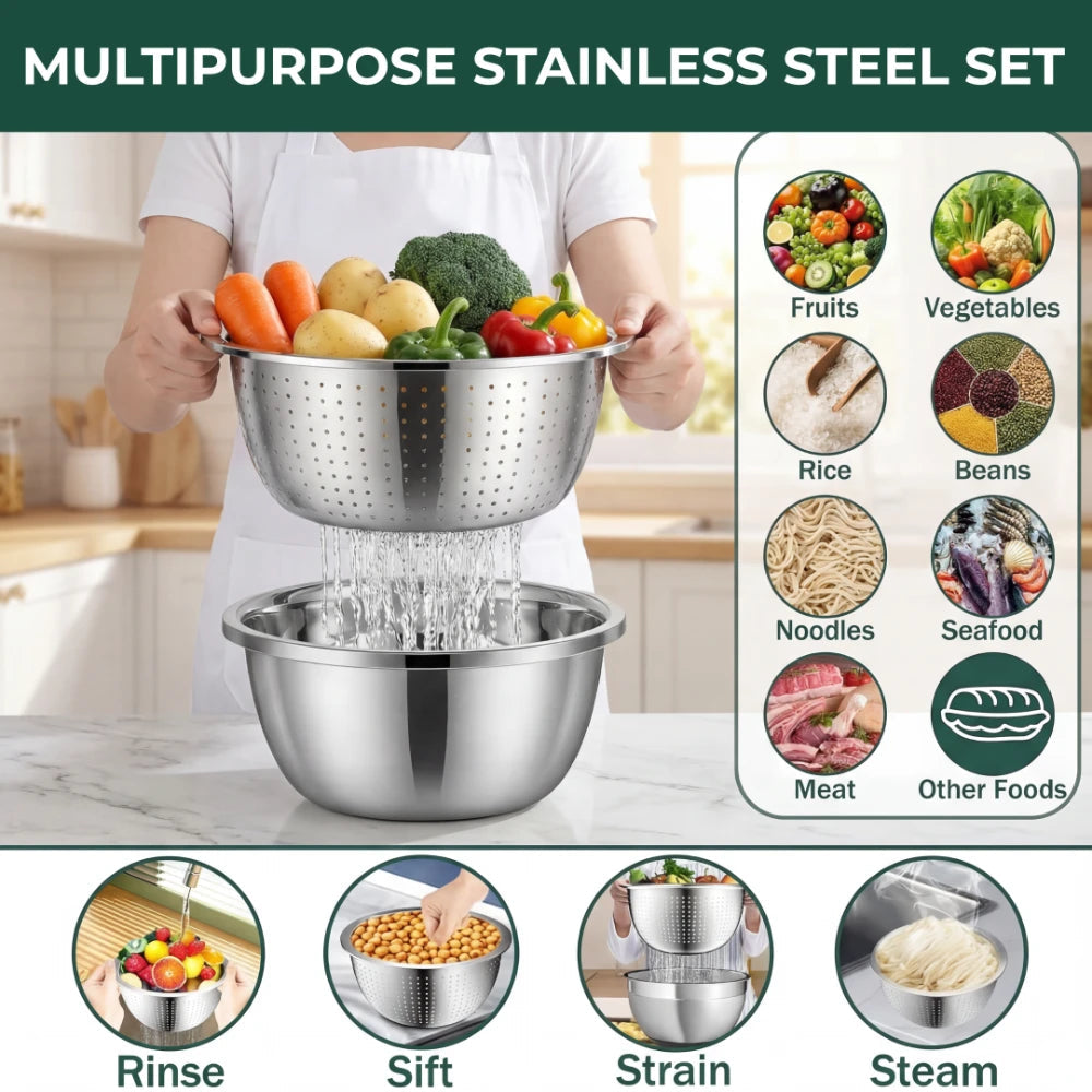 3-in-1 Grater, Colander & Mixing Bowl