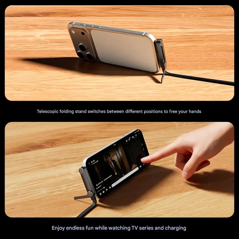 🔥📱240W Braided Fast Charge Cable With Built-in Phone Stand