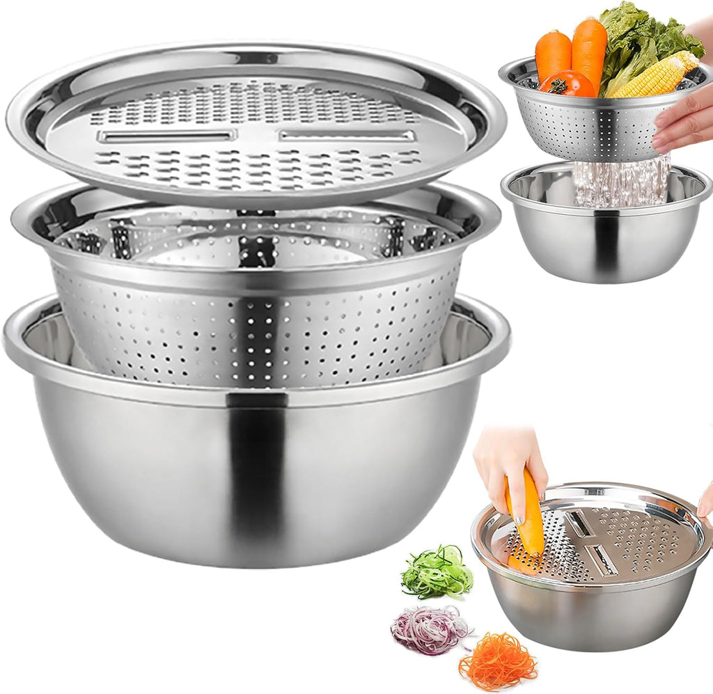 3-in-1 Grater, Colander & Mixing Bowl